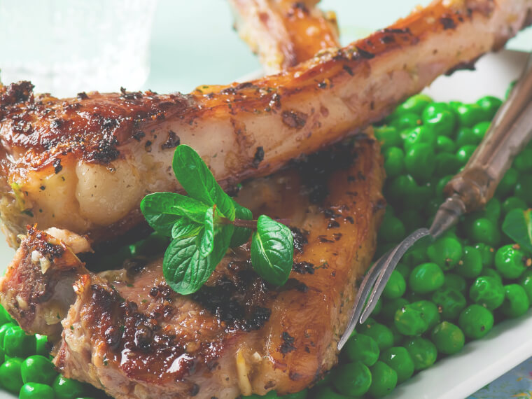 Grilled Lamb Chops Apricot Chutney English Peas