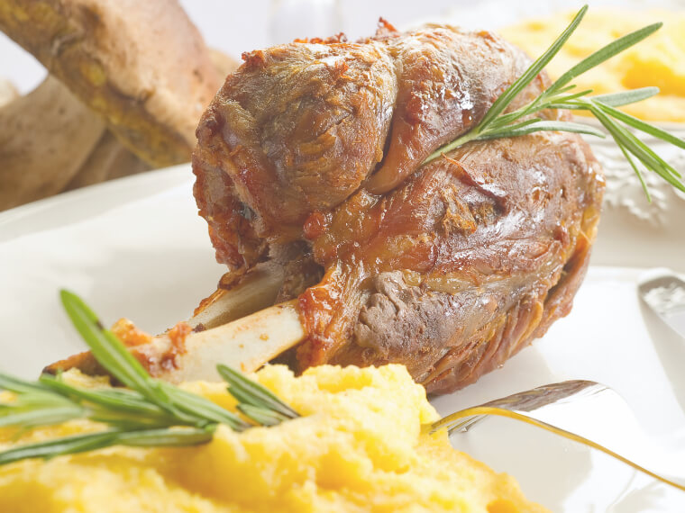 Red Wine Braised Lamb Shanks with Creamy Polenta